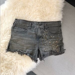 Free people- Studded cut off black denim shorts